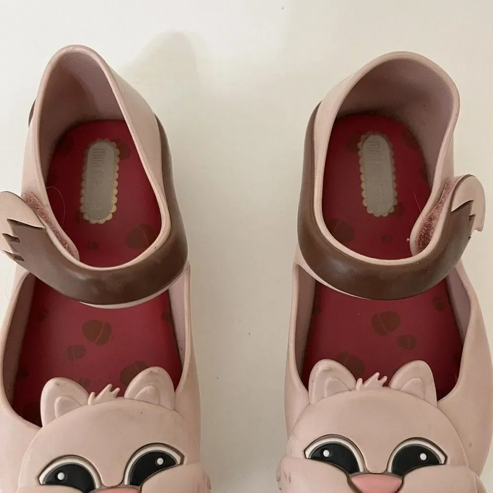 Mini Melissa Ultragirl Pink Chipmunk Mary Jane Flats Shoes Toddler Girls Size 8